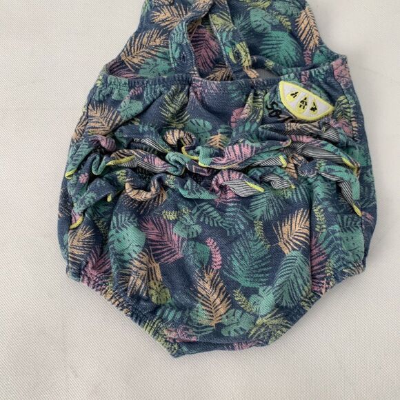 Disney Baby Romper Girls 9-12 Months Minnie Mouse Tropical Leaves Birds Blue - Picture 6 of 10